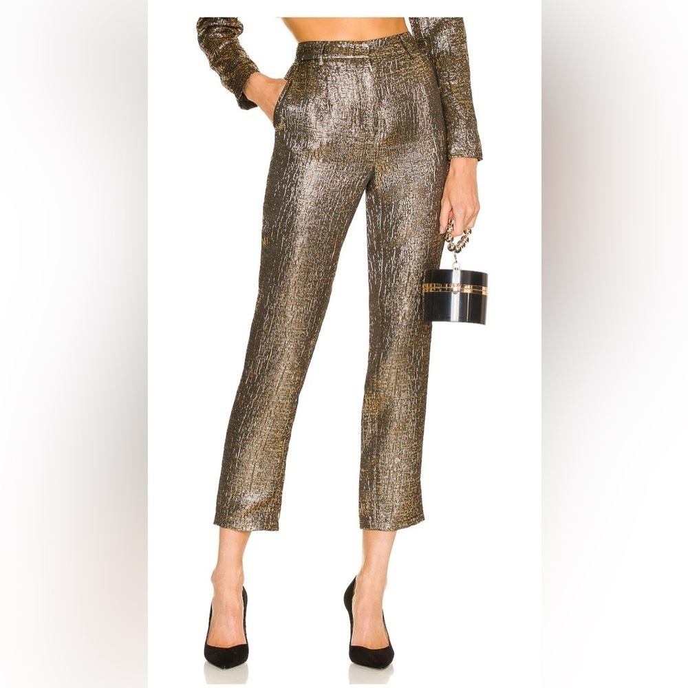 Michael Costello x REVOLVE Waverly Pant in Black & Gold XS